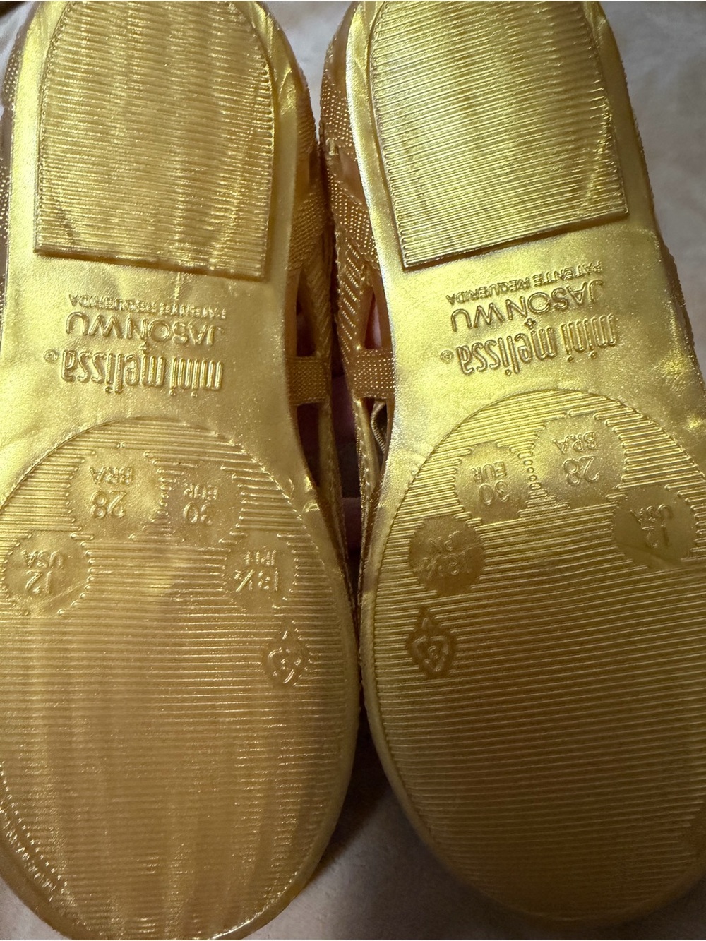 Mini Melissa x Jason Wu Kids Gold Mary Jane Jelly Sandals Size 12 - Picture 11 of 12